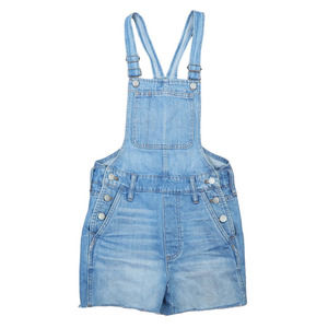 Madewell light wash blue denim cut off short overalls XXS